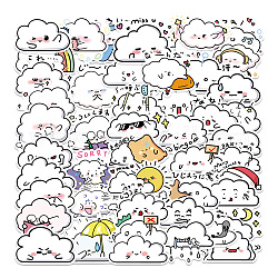 50 adesivo in pvc autoadesivo con nuvole di cartoni animati, decalcomanie impermeabili a forma di nuvola carine per regali decorativi per feste, mestiere d'arte, bianco, 40~75mm