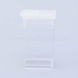 Plastic Bead Containers, Flip Top Bead Storage, For Seed Beads Storage Box, Rectangle, Clear, 5x2.7x1.2cm, Hole: 0.9x1cm, Capacity: 10ml(0.34 fl. oz)