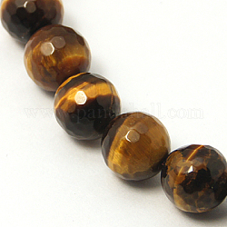 Natürlichen Tigerauge Perlen Stränge, facettiert, Runde, Gelb, ca. 8 mm Durchmesser, Bohrung: 1 mm, ca. 47~49 Stk. / Strang, 15.1 Zoll