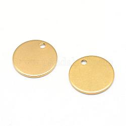 Vacuum Plating 304 Stainless Steel Stamping Blank Tag Pendants, Flat Round, Golden, 12x0.5mm, Hole: 1.5mm