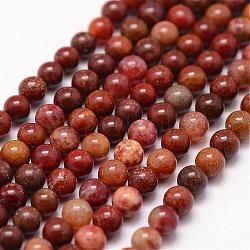 Chapelets de perles en jaspe arc-en-ciel rouge, ronde, 3mm, Trou: 0.5mm, Environ 125 pcs/chapelet