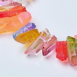 Natürliche spitze Quarzkristallperlenstränge, gefärbt, Kugel, Farbig, 17~40x5~16 mm, Bohrung: 1 mm, ca. 45~49 Stk. / Strang, 15.7 Zoll (400 mm)