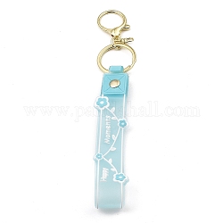 Flower PVC Rope Keychains, with Zinc Alloy Finding, for Bag Quicksand Bottle Pendant Decoration, Light Blue, 17.5cm