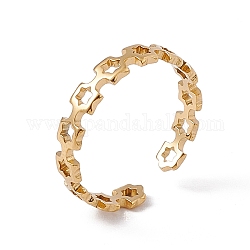 Chapado en iones (ip) 201 anillo de acero inoxidable ahueca hacia fuera el anillo cuadrado abierto para mujer, real 18k chapado en oro, nosotros tamaño 6 (16.5 mm)