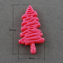 Resin Cabochons, Christmas Tree, Red, 37x19x6mm