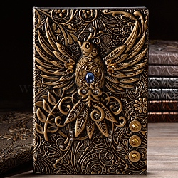 3D Embossed PU Leather Notebook, A5 Phoenix Pattern Journal, for School Office Supplies, Antique Bronze, 215x145mm