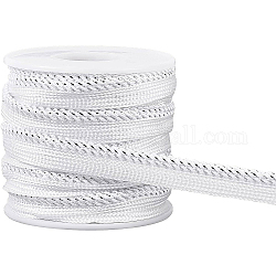 BENECREAT 10 Yard/9m Metalic Silver Cord-Edge Piping Trim (10mm) Silver Flat Filigree Ribbon Braid for Dress Costume Sewing, Home Textile Decoration
