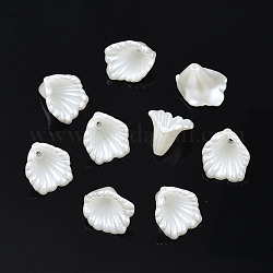 Absプラスチックイミテーションパールフラワービーズキャップ  花弁のない  乳白色  12.5x12x9.5mm  穴：1.5mm