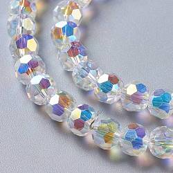 Glass Imitation Austrian Crystal Beads, Faceted(32 Facets) Round, Clear AB, 8x7mm, Hole: 1.4mm