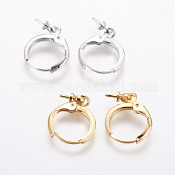 Brass Huggie Hoop Earring Findings, For Half Drilled Beads, Mixed Color, 20mm, Pin: 0.9mm