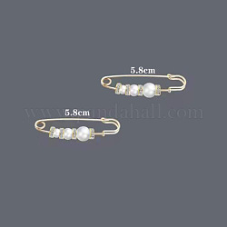 Broches épingles à nourrice en perles d'imitation, alliage strass taille pantalon extender pour les femmes, or, blanc, 58mm