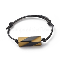 Braccialetto di perline rettangolari in acrilico con cordino in poliestere cerato, braccialetto regolabile per le donne, Burlywood, diametro interno: 2~3 1/2 pollici (5~9 cm)
