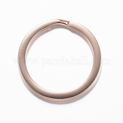 Placcatura ionica (ip) 304 portachiavi divisi in acciaio inossidabile, accessori di chiusura portachiavi, oro roso, 20x2mm