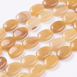 Fili di perle di pietra di giada topza naturale, piatto, ovale, goldenrod, 18x13x6mm, Foro: 1.2 mm, circa 22pcs/filo, 15.7 pollice