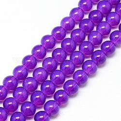 Chapelets de perles en verre peint, imitation opalite, ronde, bleu violet, 6mm, Trou: 1.3~1.6mm, Environ 133 pcs/chapelet, 31.4 pouce