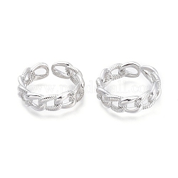 Anelli gemelli in ottone, anelli aperti, forma della catena del bordo, Vero platino placcato, formato 7, diametro interno: 17mm