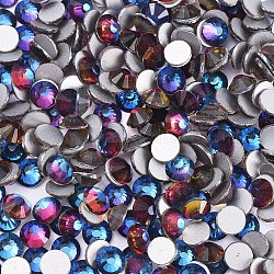 Perle en verre de dos plat, Grade a, dos plaqué, facette, demi-rond, colorées, 3~3.2mm, environ 1440 pcs / sachet 