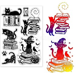Globleland fondo de gato y libro mágico sellos transparentes sellos transparentes decorativos de gato sellos de silicona para hacer tarjetas y álbumes de fotos decoraciones para hacer tarjetas scrapbooking