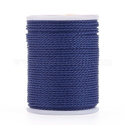 Cordino in poliestere cerato tondo, cordone cerato taiwan, cavo intrecciato, Blue Marine, 1mm, circa 12.02 iarde (11 m)/rotolo