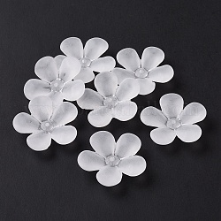 5-petal transparentes bolitas de acrílico, esmerilado, flor, whitesmoke, 28x28.5x7mm, agujero: 1.8 mm, aproximamente 322 unidades / 500 g