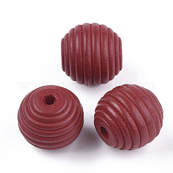 Perle di alveare in legno naturale verniciato, tondo, rosso, 18x17mm, Foro: 3.5~4 mm