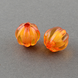 Thème d'automne perles acryliques transparentes, Perle en bourrelet, ronde, citrouille, rouge-orange, 20mm, Trou: 3mm, environ 180 pcs/500 g