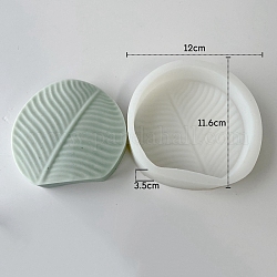 Moules de bougeoir en silicone, moules de résine, pour la résine UV, fabrication artisanale de résine époxy, feuille, blanc, 11.6x12x3.5 cm