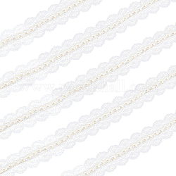 El base del cordón, adornos de borde de cinta de encaje de poliéster, de abalorios de abalorios de imitación, para coser y decorar bodas nupciales, blanco, 3/4 pulgada (19.5 mm), alrededor de 10 yarda / bolsa (9.14 m / bolsa)