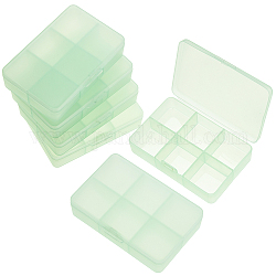 Пластиковые ящики nbeads, контейнеры для хранения бисера, 6 отсеков, прямоугольные, светло-зеленый, 8.5x5.8x2.1 см, Отсек: 2.5x2.5 см, 6 отсеков / коробка