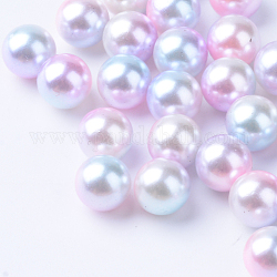 Cuentas de perlas de imitación acrílica arcoiris, gradiente de perlas de sirena, ningún agujero, redondo, rosa, 6mm, aproximamente 500 unidades / 50 g