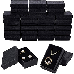 Benecreat 30 boîte à bijoux en papier texturé 2x3.2x1 pouces boîte en papier malaxé noir boîte-cadeau à bijoux avec coussin éponge à l'intérieur pour collier bracelet présentoir à bijoux