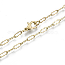 Büroklammerketten aus Messing, gezeichnete längliche Kabelketten Halskette machen, mit Karabiner verschlüsse, mattgoldene Farbe, 24.01 Zoll (61 cm) lang, Link: 7.4x2.8 mm, Sprungring: 5x1 mm