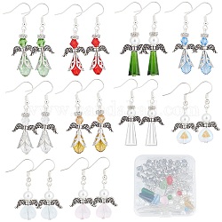 SUNNYCLUE 1 Box DIY 10 Pairs Christmas Angel Charms Colorful Guardian Angel Wing Beads Earrings Making Starter Kit Heart Beads Red Green Glass Bead Pearl Beads for Jewelry Making Beading Kits Women