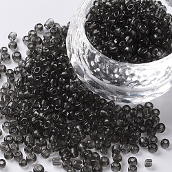 Perline semi di vetro, trasparente, tondo, foro rotondo, grigio, 8/0, 3mm, Foro: 1 mm, circa 1111pcs/50g, 50 g / borsa, 18 borsa/2 libbre