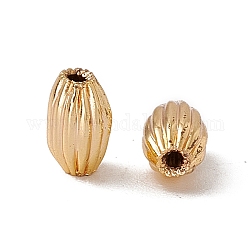 Perles en laiton, Plaqué longue durée, ovale ondulé, véritable 18k plaqué or, 6x4mm, Trou: 1mm