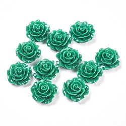 Resin Cabochons, Flower, Sea Green, 18~20x9mm
