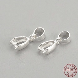 925 Sterling Silver Pendants, Ice Pick & Pinch Bails, with 925 Stamp, Silver, 16mm, Hole: 5mm, Pin: 0.5mm
