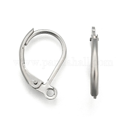 304 Stainless Steel Leverback Earring Findings, with Loop, Stainless Steel Color, 15x10.5mm, Hole: 1.2mm