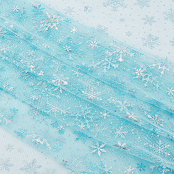Tissu en maille de flocon de neige Benecreat 118x78 pouce, Tissu décoratif de fond de style classique, pour bricolage, vêtements faits à la main, robe de mariée, décoration de maison, épaisseur de 0.1mm, lumière bleu ciel