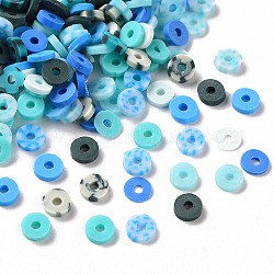 Perles en pâte polymère manuel, perles heishi, pour les fournitures de bricolage bijoux artisanat, disque / plat rond, turquoise moyen, 4.5x1.5mm, Trou: 1.5mm, environ 2050 pcs/50 g