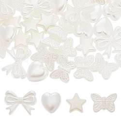 Sunnyclue 80g 4 perlas de imitación de plástico abs de estilo, lazo y mariposa y corazón y estrella, color de concha, 11~14x11~18x4~5mm, agujero: 1.2~2 mm, 20g / estilo