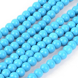 1 Strand Dyed Deep Sky Blue Round Synthetic Turquoise Beads Strands, 6mm, Hole: 1mm, about 67pcs/strand, 15.75 inch