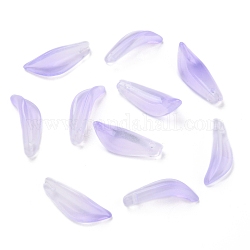 クリアガラスペンダント  花弁  紫色のメディア  21.5x8x5mm  穴：1mm