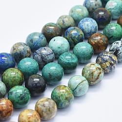 Natural Chrysocolla Beads Strands, Round, 12mm, Hole: 1mm, about 33~34pcs/Strand, 15.35 inch(39 cm)
