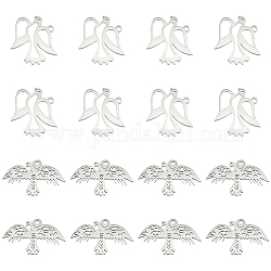 Unicraftale 16 pz 2 stili 304 pendenti in acciaio inossidabile, fascino degli uccelli, colore acciaio inossidabile, 18~22x24~30x1mm, Foro: 1.6~1.8 mm, 8pcs / style