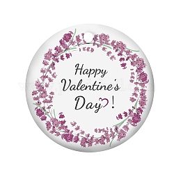 Ciondoli di porcellana fatti a mano, stampa fronte-retro del tema di San Valentino, rotondo e piatto, medio orchidea, 75x2mm