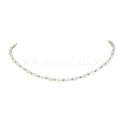 Halsketten mit ovalen Perlen aus natürlicher Muschel, weiß, 15.55~15.75 Zoll (39.5~40 cm)