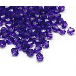 Perles en acrylique transparente, toupie avec facettes, bleu violet, 6 mm de diamètre, Trou: 1mm, environ 7000 pcs/500 g