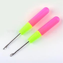 Stahl Häkelnadeln Plastikgriff Nadeln Platin Ton, tief rosa, 157x18 mm, Stift: 1 mm