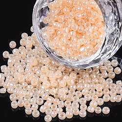12/0 perles de rocaille en verre, Ceylan, ronde, trou rond, bisque, 12/0, 2mm, Trou: 1mm, environ 3333 pcs/50 g, 50 g / sac, 18 sacs/2 livres